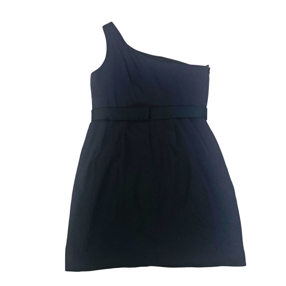 WHITE by Vera Wang Midnight Pleated Waist Tie One Shoulder Cocktail Dress Sz 12 - Picture 3 of 16